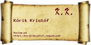 Kórik Kristóf névjegykártya